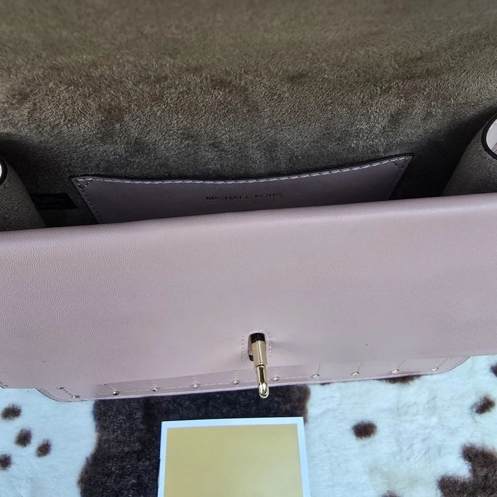 Michael Kors Pink Quilted Clutch with Metallic Accents - Picture 6 of 8